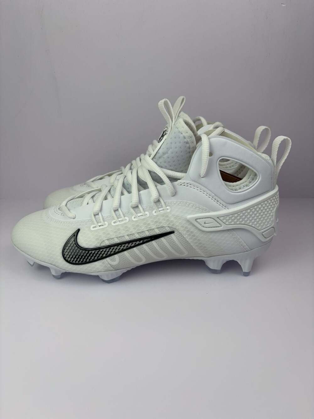 Nike Huarache 9 Elite Mid LAX Lacrosse Cleats White Black Men's 7 FD0088-101